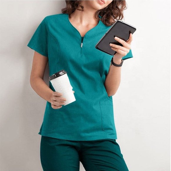 Premium Medical Scrubs Set for Women & Men - Green - Picture 5 of 6